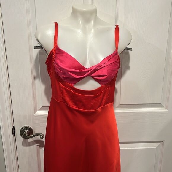 Runaway the label Kelsi midi/ maxidress pink & red midi dress size 10 NWT - Picture 4 of 10